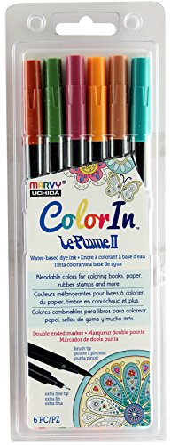UCHIDA, ColorIn, 6 Piece, LePlume II Book Pens, Natural Colors