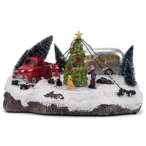Transpac M2376 Light Up Musical Camper, Christmas Scene, 11.5-inch Length, Resin
