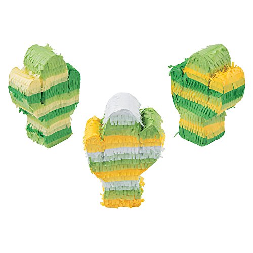Fun Express Fiesta Mini Cactus Pinatas - 3 Pinatas - Great for Cinco de Mayo