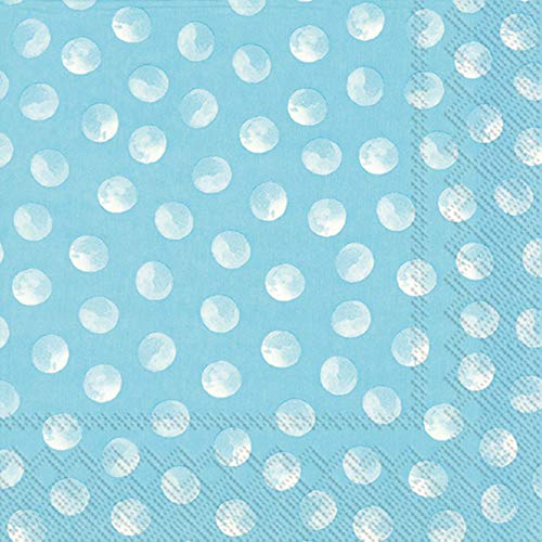 Boston International IHR 3-Ply Paper Napkins, 20-Count Cocktail Size, Piggy Dots Turquoise