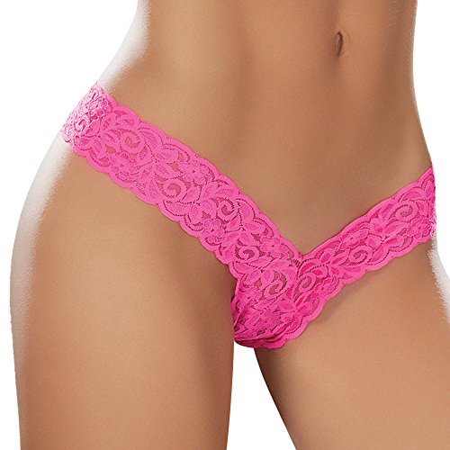 Mapale Sexy Lace Thong, S, Neon Pink