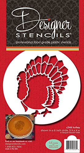 Designer Stencils Thanksgiving Turkey Cake Stencil, Beige/semi-transparent
