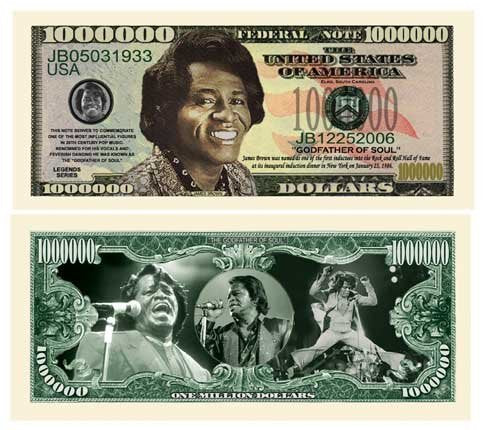 American Art Classics James Brown Million Dollar Bill - Comes in Bill Protector - Best Gift for Fans of The Godfather of Soul
