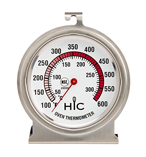 HIC Harold Import Oven Thermometer, Large 2.5-Inch Easy-Read Face, Stainless Steel