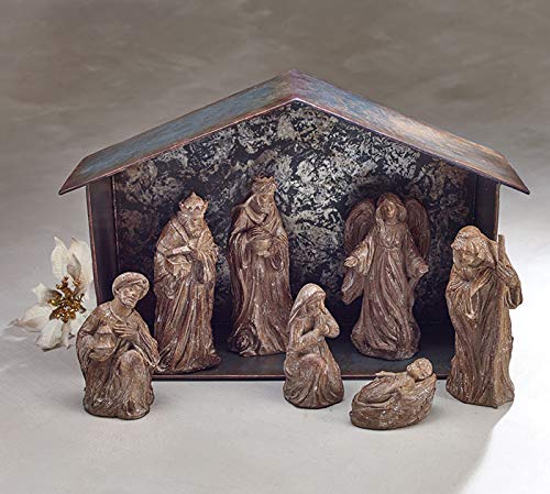 burton + BURTON Nativity 7 Pc Brown Carved