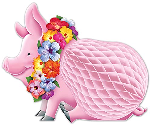 Beistle Luau Pig Table Centerpiece Decoration Summer Tropical Hawaiian Theme Party Supplies, Pkg of 1, Multicolored