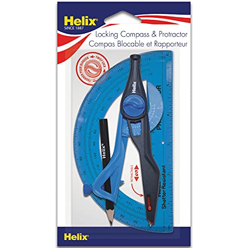 Pens Helix Universal Locking Compass and Protractor Set, Assorted Colors (18803)