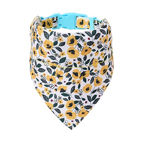 Mile High Life | Natural Wild Flower Collection | Soft Poly Cotton Fabric | Girl Dog Collars | Bandana Collar (Bindweed, Bandana w/Collar -S )