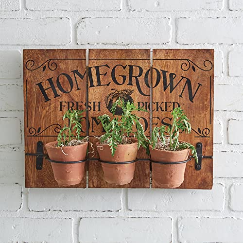 CTW Home Collection 370633 Homegrown Tomatoes Wall Sign with Clay Pots, 15-inch Width