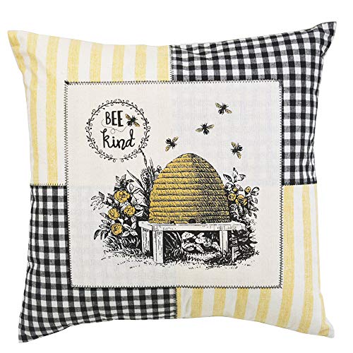 Comfy Hour Spring Is Here Collection Spring Flower Bee Kind Beehive Accent Pillow Throw Pillow Decorative Cushion, 18"x18", Polyester