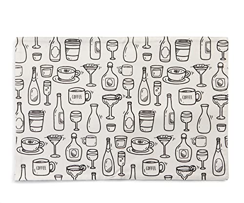 Giftcraft 473649 Coffee Until Cocktails Double Sided Placemat, 19-inch Length, Cotton