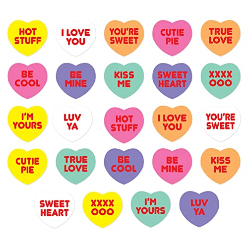 Beistle , 24 Sheets Candy Heart Stickers, 4.75&