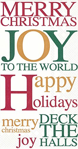 Boston International IHR 3-Ply Paper Napkins, 16-Count Guest Size, Joy to the World