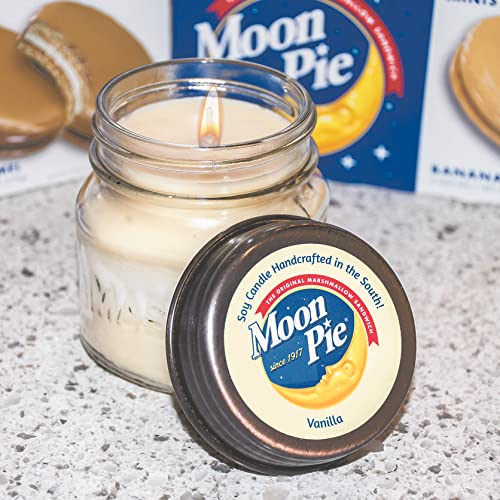 Candle Cottage MP106 8 oz Mason Square Jar Vanilla MoonPie Highly-Scented Soy Candle, Made in USA, Long Burning Hours, Lead-Free Wick