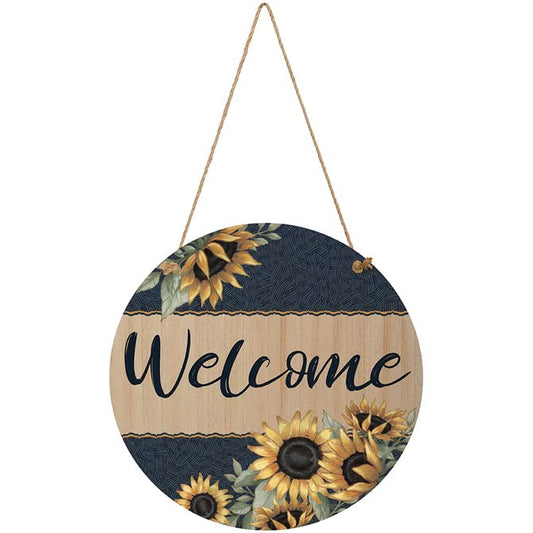 Carson Home Accents Welcome Sunflowers Wall Decor, 14-inch Diameter