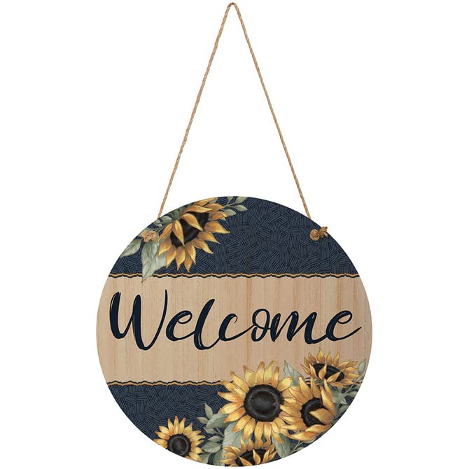 Carson Home Accents Welcome Sunflowers Wall Decor, 14-inch Diameter