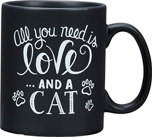 Primitives By Kathy All You Need Is Love and a Cat Chalkboard Look Coffee Mug