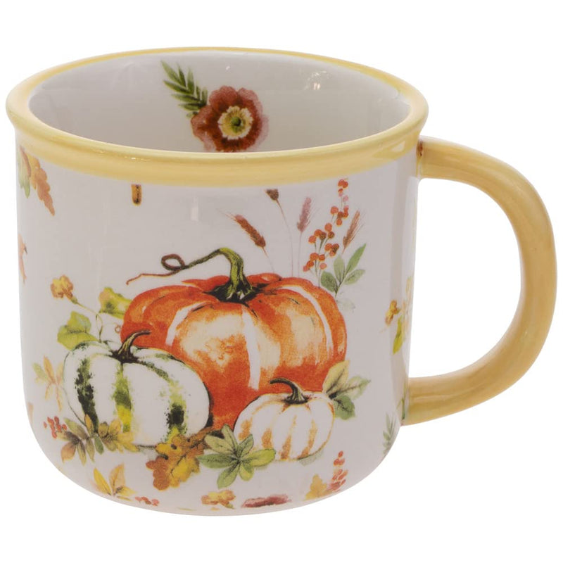Boston International Ceramic Mug Dishwasher Microwave Safe Large Coffee Cup, 14-Ounce, Pumpkin