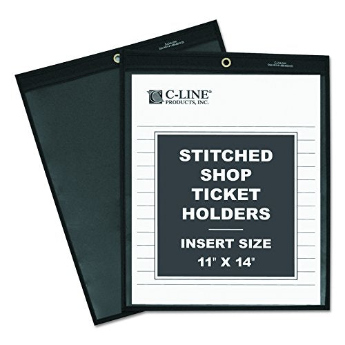 C-Line Shop Ticket Holders, Stitched, One Side Clear, 11" x 14", Box of 25 (45114)