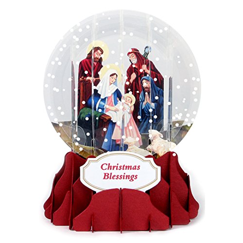 Up With Paper Pop-Up Holiday Snow Globe Greeting Card - Nativity