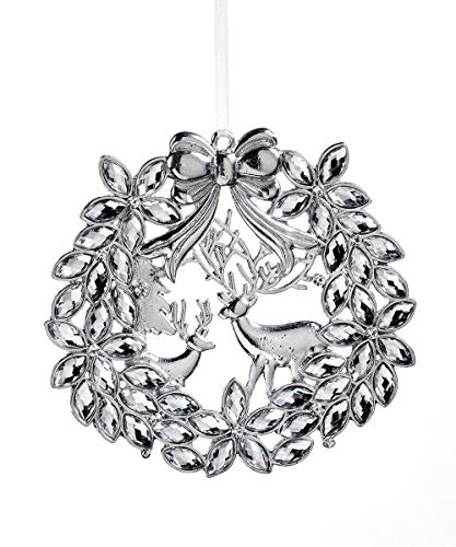 Giftcraft 665804 Crystal Wreath Ornament, 4-inch Length, Metal