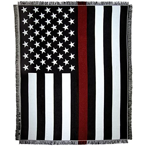 Carson Home 11672 Thin Red Line Woven Tapestry Throw, 60-inch Length, 80% Polyester and 20% Cotton