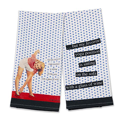 Boston International Anne Taintor Cotton Kitchen Dishcloth Tea Towels, Set of 2, 28 x 18-Inches, Yoga