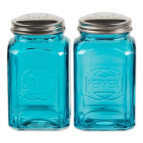 RSVP International Retro Glass Salt & Pepper Shaker | Stainless Steel Lids |, 8 oz, Turquoise