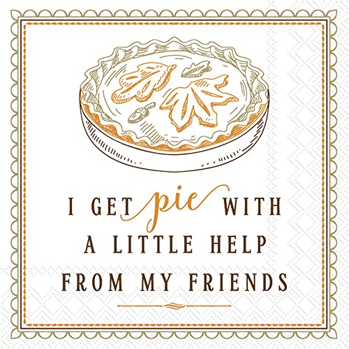 Boston International Rosanne Beck Fall Autumn Halloween Thanksgiving IHR 3-Ply Paper Napkins, 20-Count Cocktail Size, I Get Pie