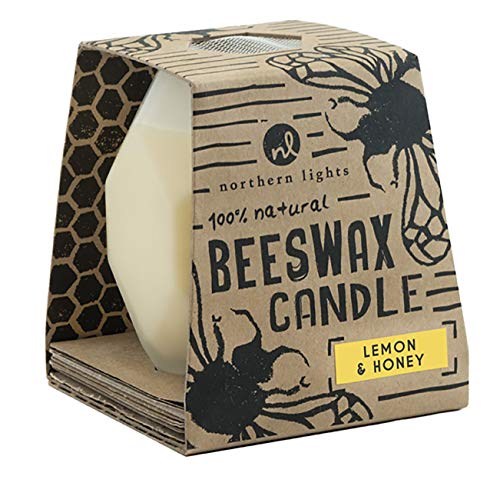 NORTHERN LIGHTS Bee Hive Frosted Beeswax Hand-Poured Candles ‚Äì Natural Beeswax Candle, Frosted Candle, 40 hr Burning Time‚Äì7.5oz‚ÄìLemon & Honey