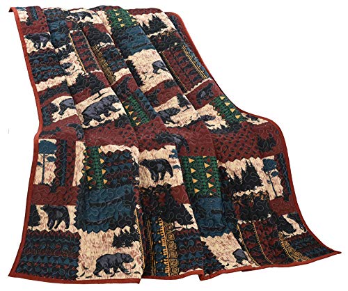 De Leon Collections LL Home Patchwork Bear Quilt Decorative Throw Blanket, (60"x50")