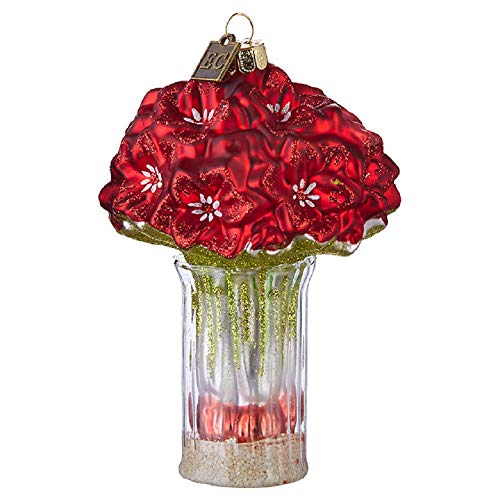 Raz 5" Red Amaryllis in Vase Glass Christmas Ornament 4053127