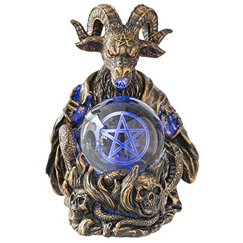 Pacific Trading Giftware Baphomet Sabbatic Goat of Mendes with 3D LED Gazing Ball Decorative Statue