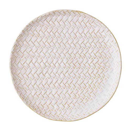 Mud Pie Stoneware Salad Plate, Bakset Weave, 8.5" diameter