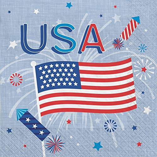 Amscan Patriotic Celebration Napkins - 5" x 5" | Multicolor | 40 Pcs.