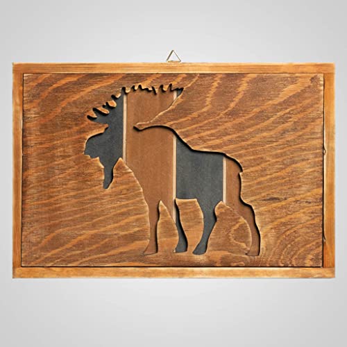 Lipco Wood Moose Wood Cutaway Plaque, 12-inch Height, Home Decoration