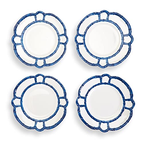 Two's Company Set of 4 Blue Bamboo Touch Dinner Plate