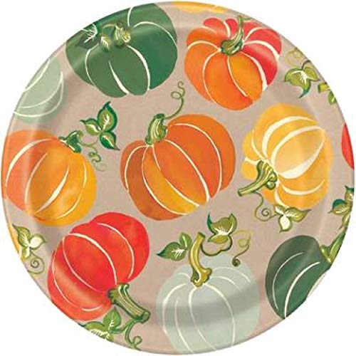 Unique Industries Colorful Pumpkins Round Dinner Plates - 8 Pcs
