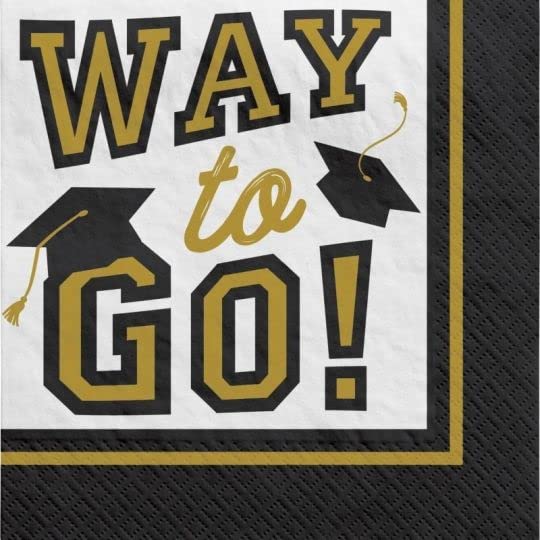 Amscan Graduation Napkins - 5" x 5" | Gold | 40 Pcs.