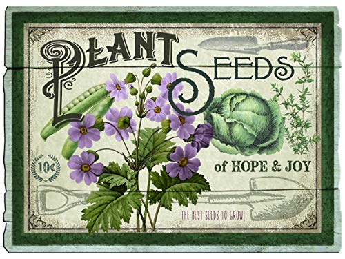 Divinity Boutique Plant Seed Packet Label Floral Purple 12 x 9 Wood Decorative Pallet Plaque