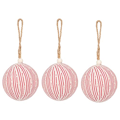 Raz 4220852 Ticking Stripe Ornaments, Set of 3