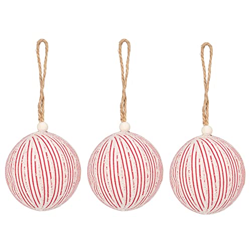 Raz 4220852 Ticking Stripe Ornaments, Set of 3