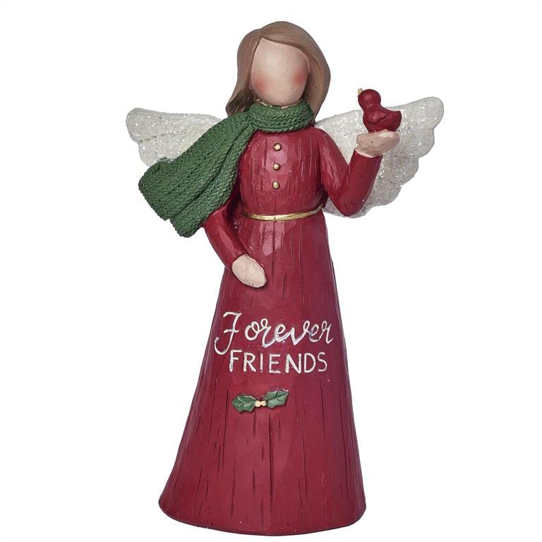 Blossom Bucket Forever Friends Angel with Christmas Holly & Red Bird