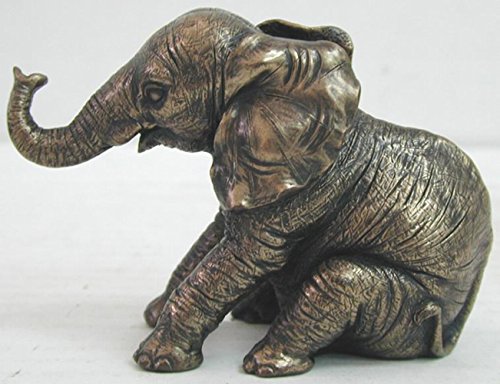 Unicorn Studio Baby Elephant Sitting and Facing Ahead Mini 3.25" L Figurine
