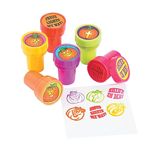 Fun Express - Christian Pumpkin Stampers for Halloween - Stationery - Stamps - Stamps - Self Inking - Halloween - 24 Pieces