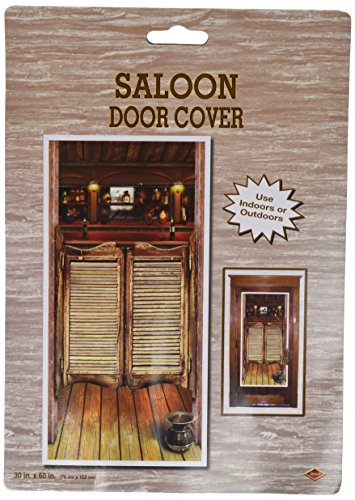 Beistle Weather Plastic Wild West Saloon Door Cover Indoor/Outdoor Photo Backdrop Cowboy Western Party Decorations, 30" x 5', Multicolored