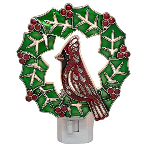 Ganz CX177129 Holiday Wreath with Cardinal Night Light