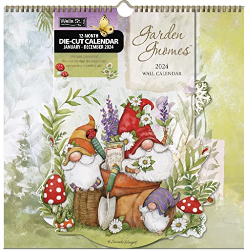 LANG WSBL Garden Gnomes 2024 12X12 Die-Cut Spiral Calendar (24996220522)