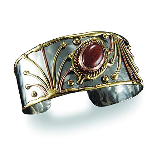 Anju Jewelry Janya Collection Mixed Metal Cuff Bracelet - Orange Moonstone