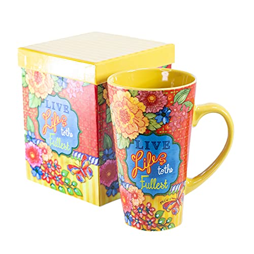 Divinity Boutique Inspirational Stoneware Mug, Live Life, Multicolor